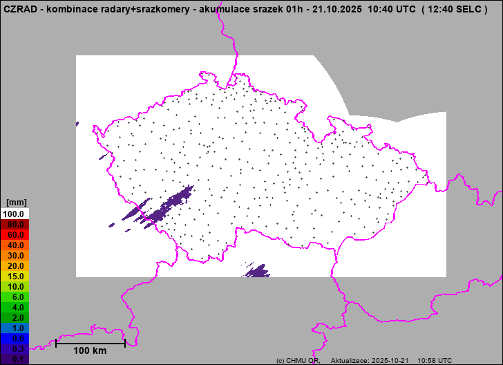 Srážky na území ČR - Kombinace radarového odhadu a pozemních srážkoměrů