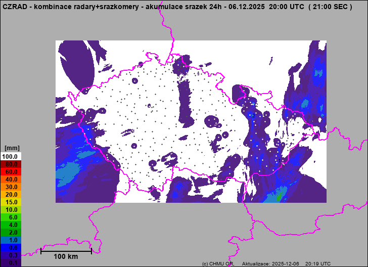 Srážky na území ČR - Kombinace radarového odhadu a pozemních srážkoměrů