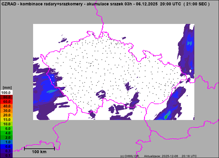 Srážky na území ČR - Kombinace radarového odhadu a pozemních srážkoměrů