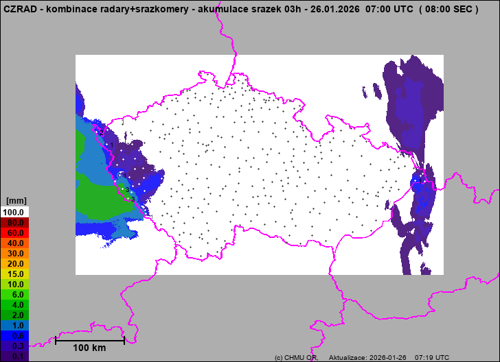 Srážky na území ČR - Kombinace radarového odhadu a pozemních srážkoměrů