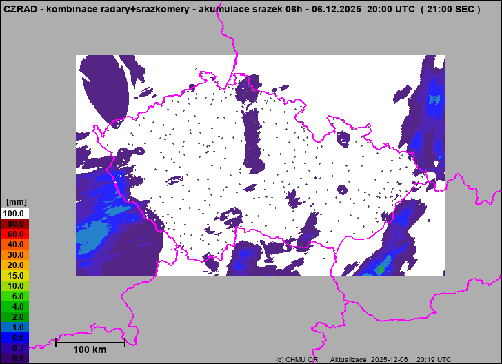 Srážky na území ČR - Kombinace radarového odhadu a pozemních srážkoměrů