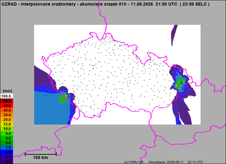 Srážky na území ČR - Pouze pozemní srážkoměry