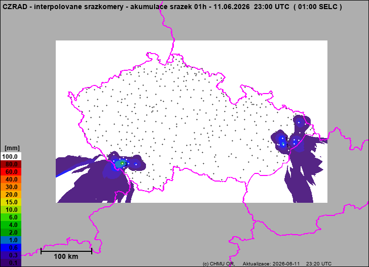 Srážky na území ČR - Pouze pozemní srážkoměry