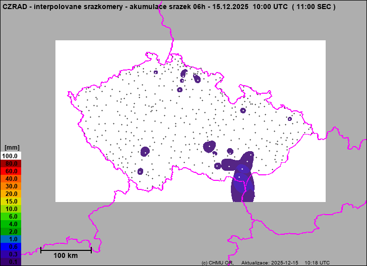 Srážky na území ČR - Pouze pozemní srážkoměry